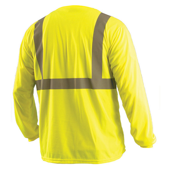 Occunomix Class 2 Hi Vis Moisture Wicking Birdseye Long Sleeve T Shirt LUX-LSET2B Yellow Back